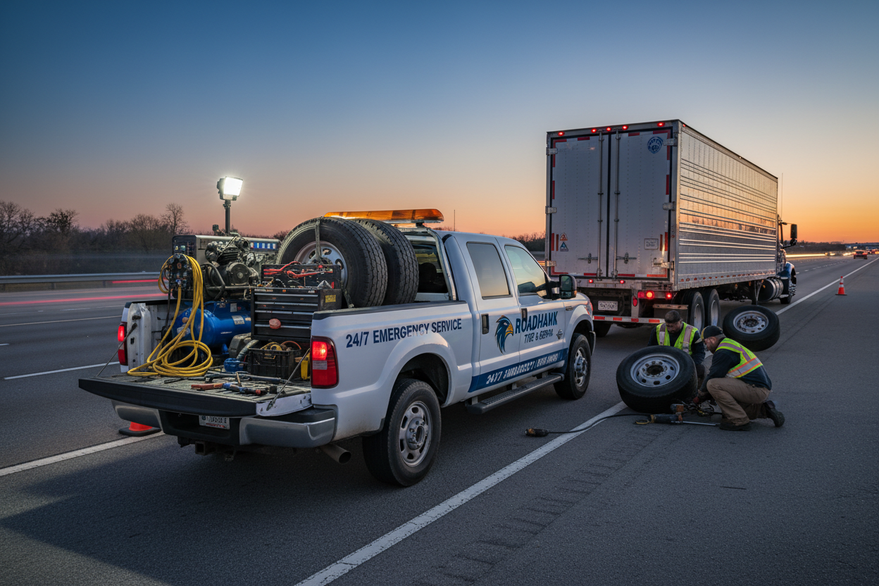 24/7 Emergency Truck Tire Service Banner