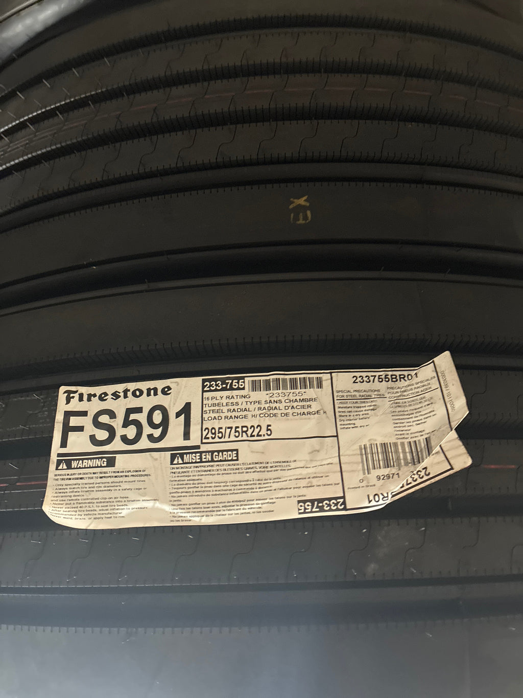 295/75r22.5-16 FS591 Firestone Steer Tire