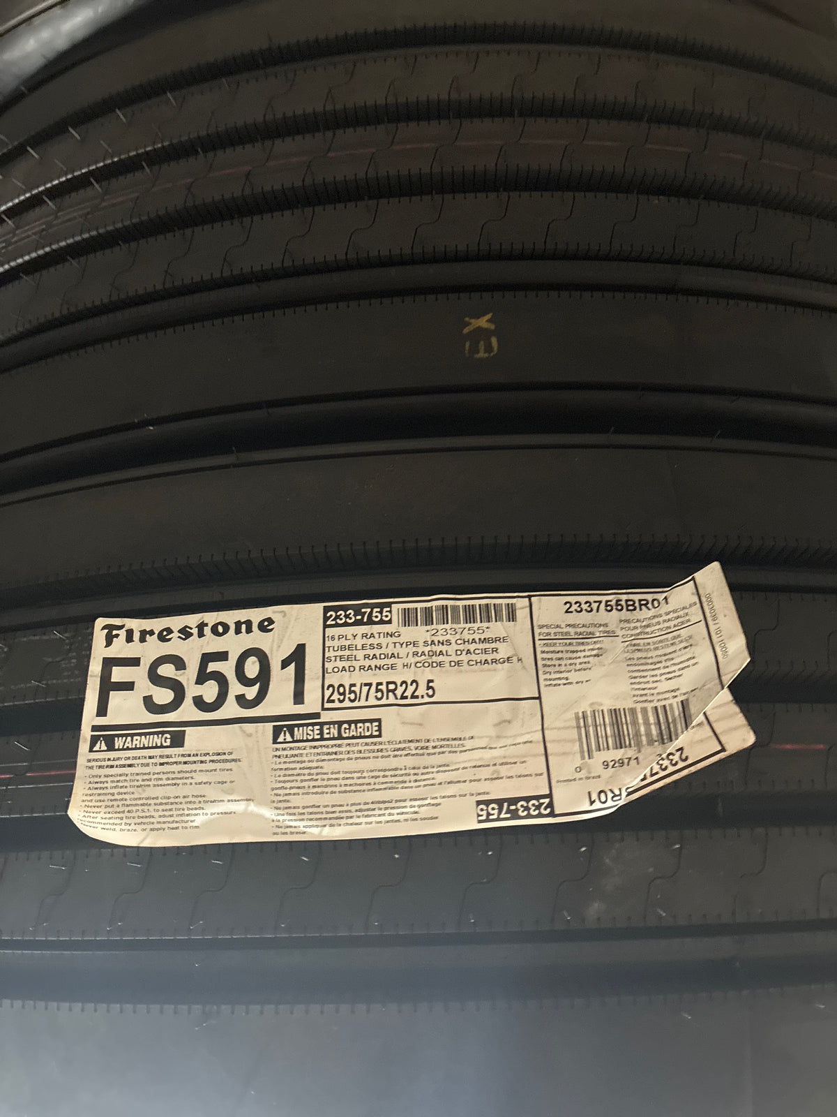 295/75r22.5-16 FS591 Firestone Steer Tire