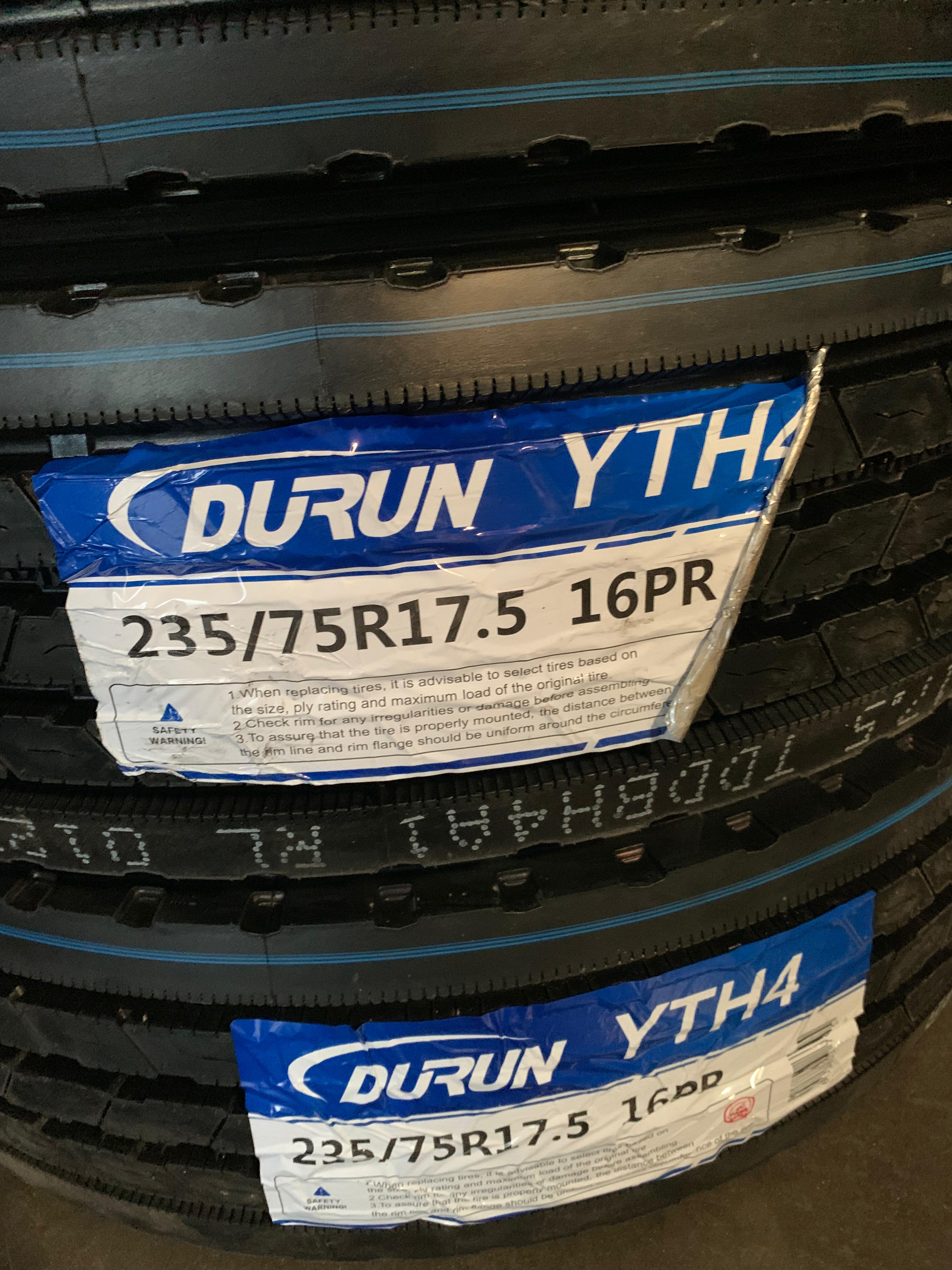 YTH4 235/75r17.5 16ply Durun All Position Straight Rib Tire