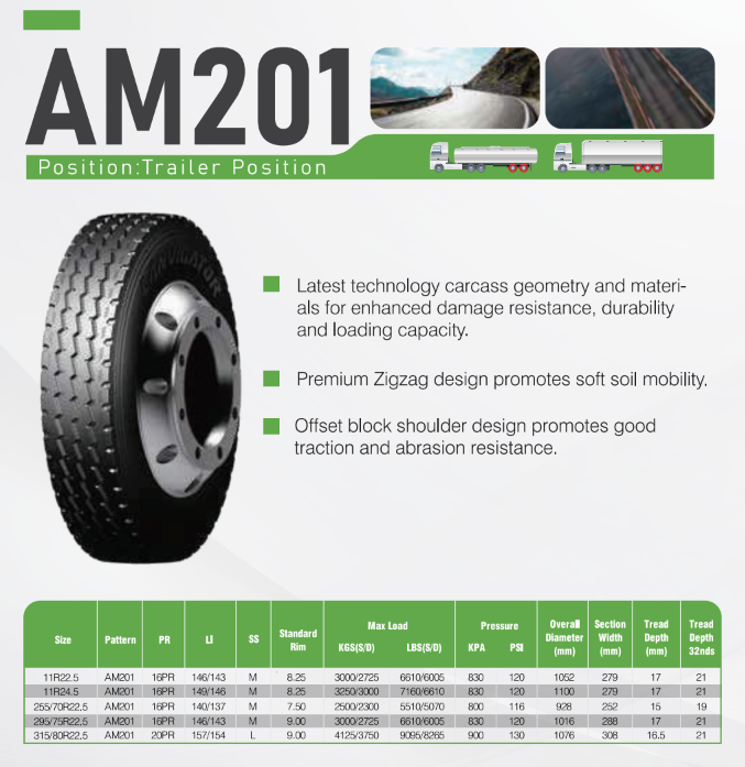 AM201 11r22.5-16 Lanvigator Mixed Service All Position Tire