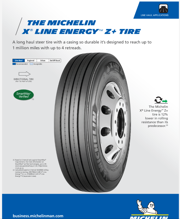XLEZ+ 295/75r22.5-16 Michelin Steer Tire